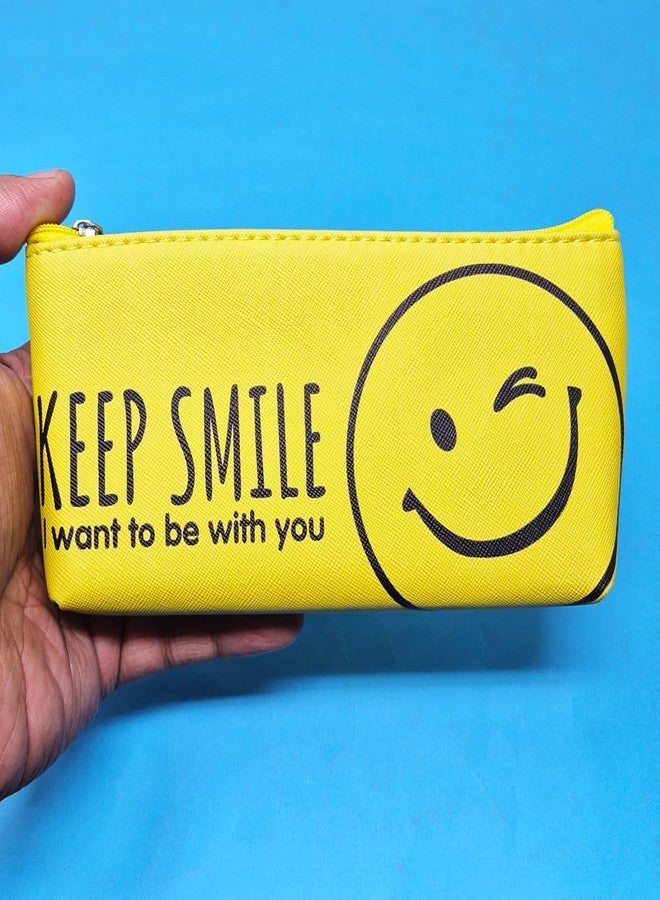 Sidak Smiley Printed Pencil Pouch with Zipper Lock for Kids, Birthday Party Return Gift, Pencil Box, Stationery Pouch, Pencil Pouch for Kids (Yellow) - Image 2